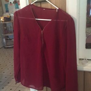 Maroon and gold blouse